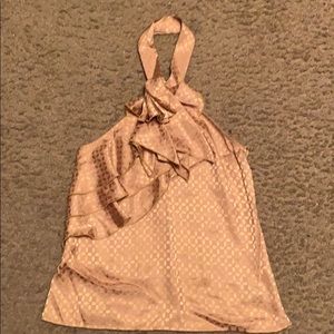 Gold satin halter top